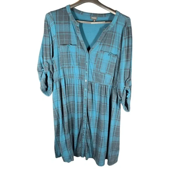 torrid | Dresses | Torrid Sz 2 Green Black Plaid Roll Tab Sleeve Shirt Dress  Holiday Fall 2x | Poshmark